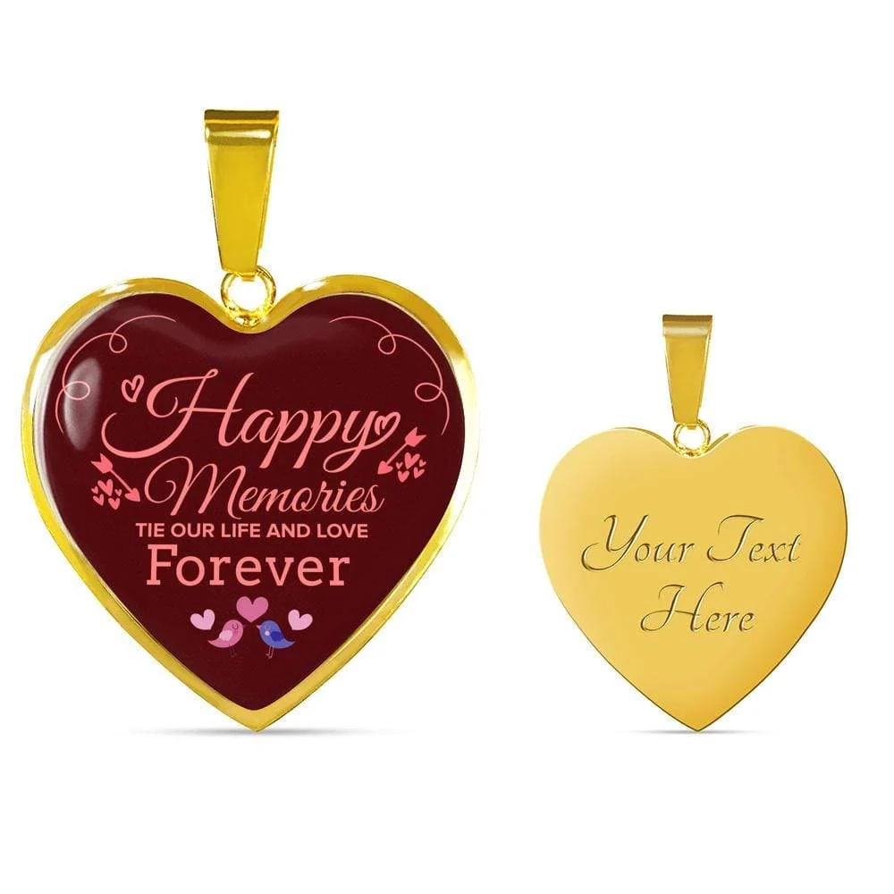 Happy Memories Necklace Personalized Engraved Gold Heart Necklace Custom Name D